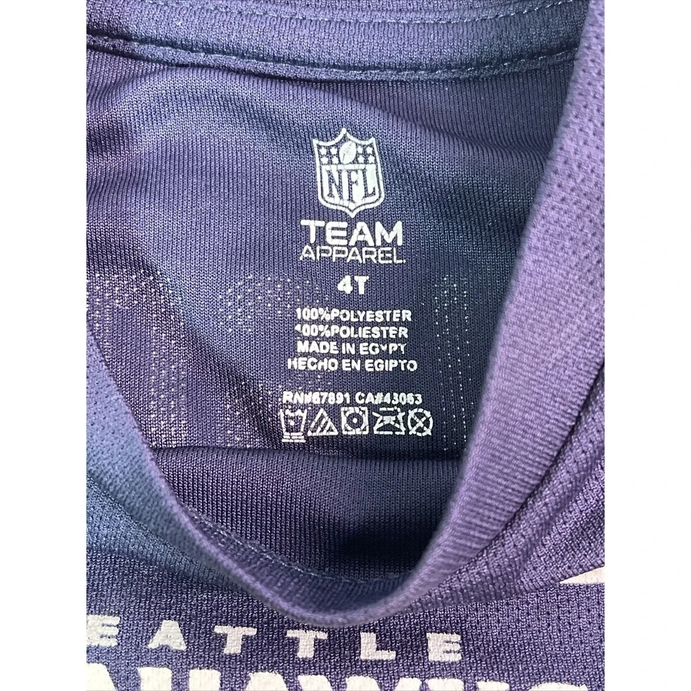 TEAM APPAREL SEATTLE SEAHAWKS RUSSELL WILSON #3 FOOTBALL JERSEY Tee DRY-FIT